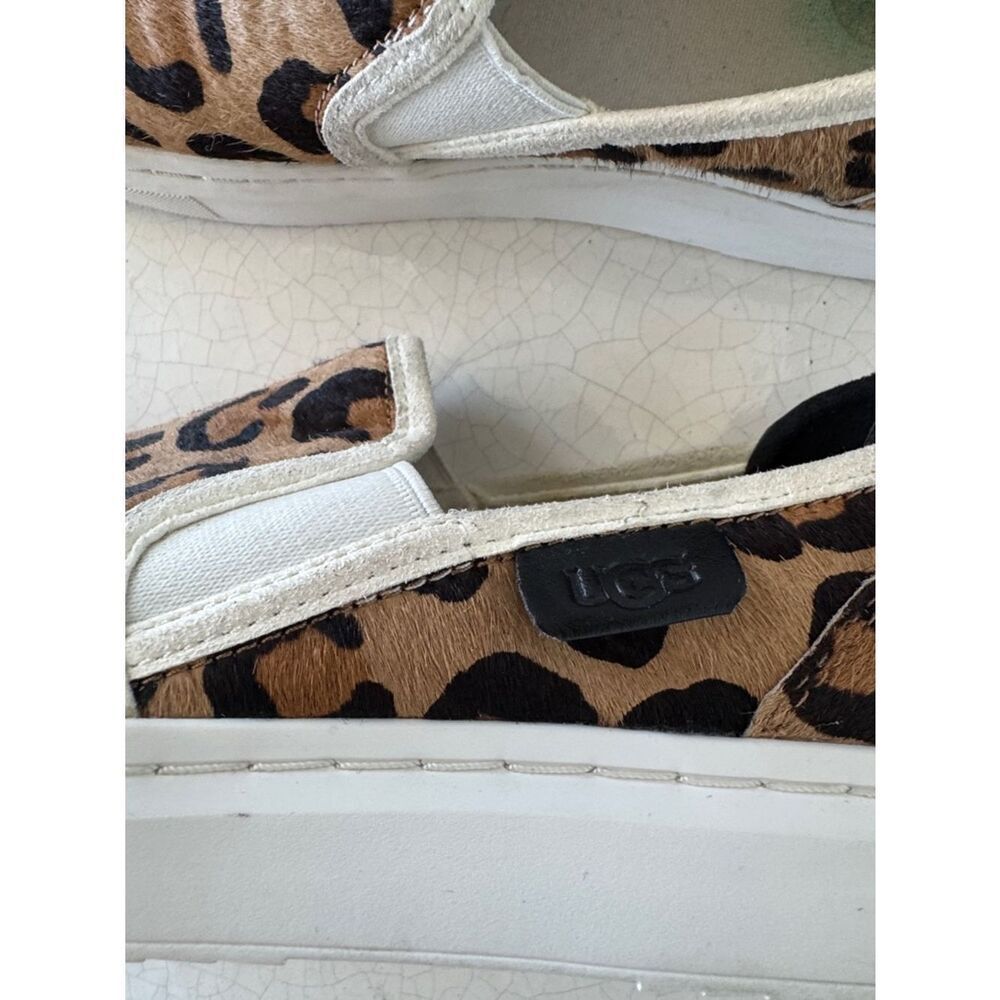 UGG ALAMEDA Spotty Leopard Print Slip-On Sneakers Tan Brown Calf Hair Size 8 EUC - Picture 9 of 12